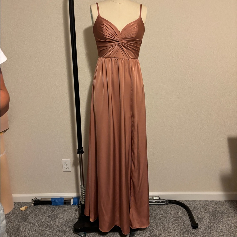 Azazie Copper Maxi Dress